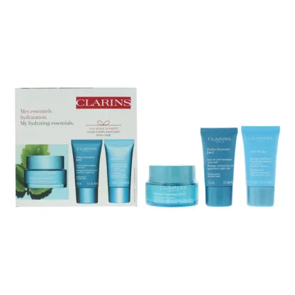Clarins Hydra-Essentiel 3 Piece Gift Set: Day Cream 50ml - Scrub 15ml - Hydra Mask 15ml