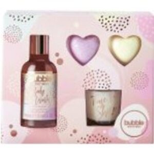 Style & Grace Bubble Boutique Relax and Bathe Gift Set 100ml Body Wash + 2 x 20g Heart Bath Fizzer + 30g Candle + Votive